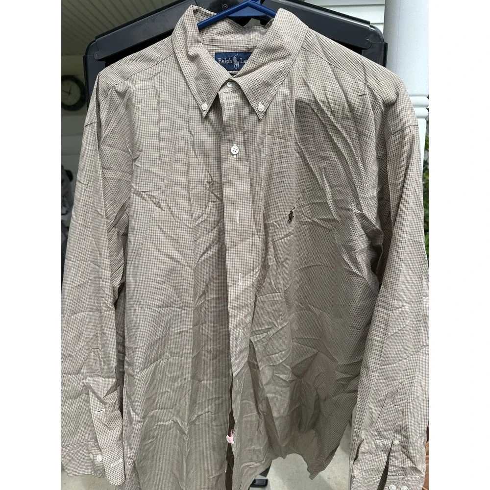 Polo Ralph Lauren Yarmouth‎ cotton Shirt Men 17 32/33 Brown Long Sleeves